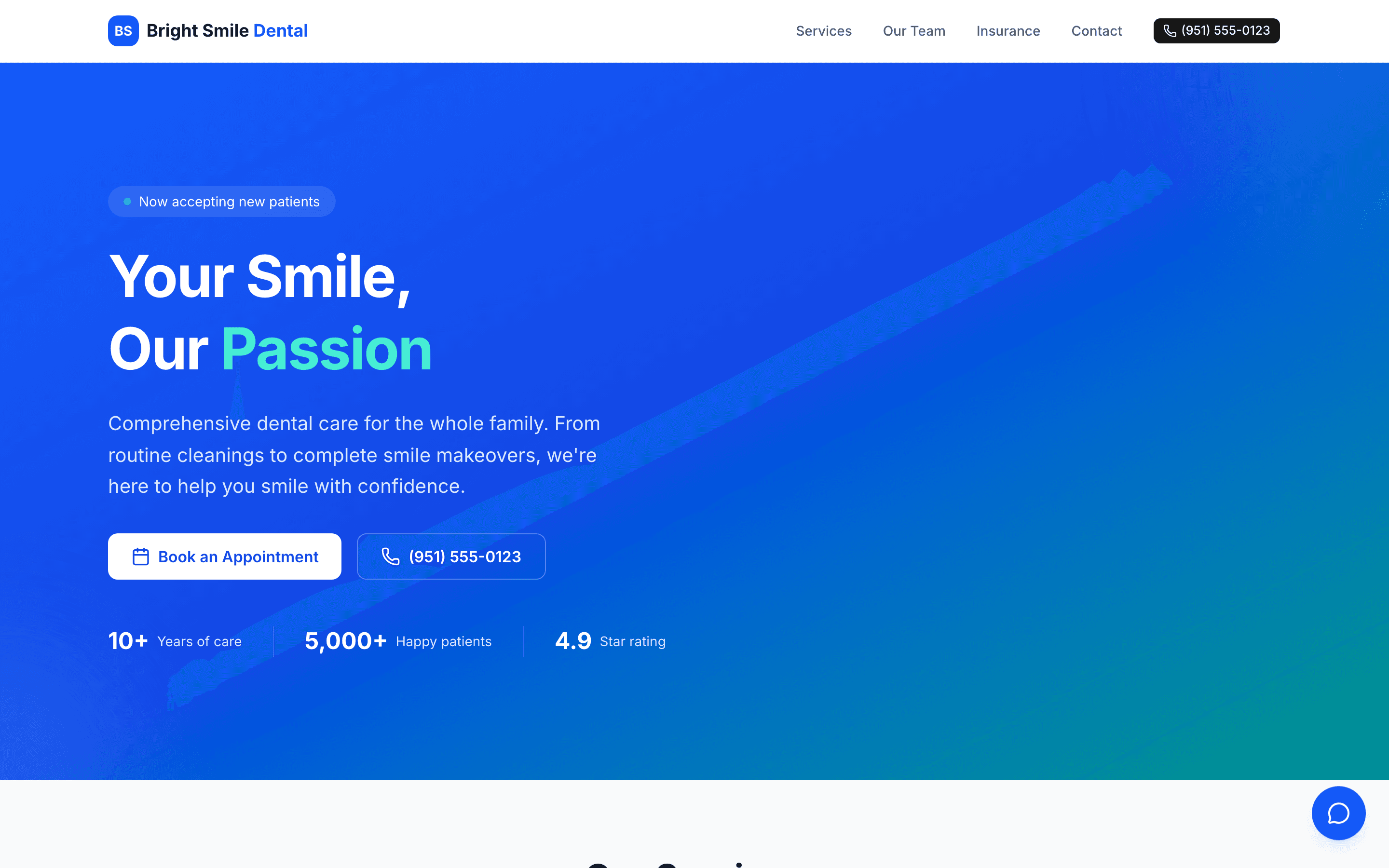 Screenshot of Bright Smile Dental